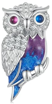 925 Sterling Silber Charm Anhänger für Pandora Armband,Magische Eule Zirkonia Charm Beads für Frauen Mutter