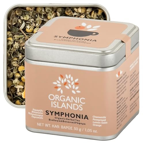 Organic Islands Kräuterteeblätter - Symphonia zuckerfreier entkoffeinierter Tee - Natürliche Mischung aus Kamillenblüten, Centella-Blättern und -Blüten und mehr aus Naxos, Griechenland 30g