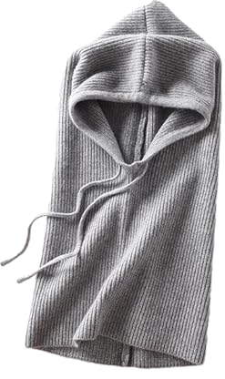 BEALIFE Unisex Strick Kapuzenschal. Bleiben Sie stilvoll mit geschlechtsneutralem Accessoire. Weiblicher Strick Kapuzenschal Wintermütze, Grau