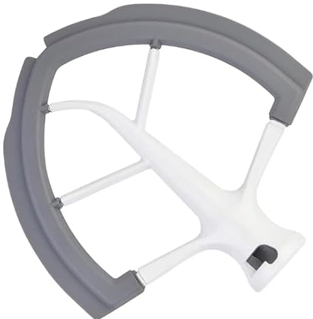6 Quart Tilt-Head Flat Beater, for KitchenAid Stand Mixer, Kitchen Aid Paddle Accessories Both-Sides Silicone Edge Bowl Scraper, Mixer Attachments, White.