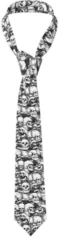 PAQGSREM Herren-Krawatte mit grauem Karomuster, schmale Krawatte, Hochzeiten, Bräutigam, Trauzeugen, Missionen, Tänze, Geschenke, Partys, Schwarz-weißes Totenkopf-Muster, Einheitsgröße