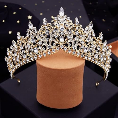 Haarschmuck, Krone, Diademe für Frauen, blauer Kristall, Hochzeit, Kronprinzessin, Königin, Diademe, Brauthaarschmuck, Abschlussball-Diadem für Frauen, Braut-Kopfschmuck-Accessoires, Blau, Gold, Rot