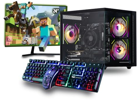 Veno Scorp Gaming PC 24 Monitor Bundle Intel Core i5-3470 Processor RX 550 4GB Graphics Card - 16GB Ram - 120GB SSD + 1TB HDD - 550W PSU - Windows 10 - WiFi -Mini Nemesis