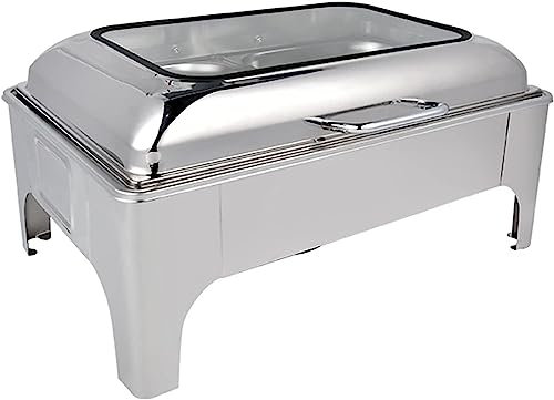 QWAXTRIW Food Warmer Electric Buffet Server Buffet Service Food Heater - Food Warming Plates, Food Warming Buffet, Stainless Steel With Glass Plates, Fondue Buffet Set, Fondue Set Catering Buffet