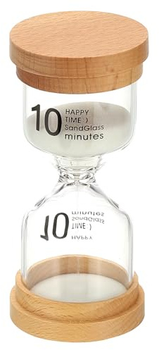 PATIKIL Minuteur De Sable 10 Minutes Sablier en Verre Borosilicate Blanc | Haut Et Bois, Pour Jeux Salle De Classe Cuisine Bureau Décoration Domicile