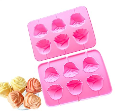 2Moules De Sucette Au Chocolat,Moule À Chocolat En Forme De De Rose,Moules De Sucette Des Bonbons Durs,Moules De Roses Au Chocolat En Silicone,Moule En Silicone Pour Sucettes En Forme De Rose De Pâque
