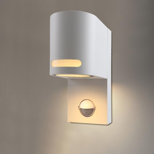 da LIGHT Außenlampe mit Bewegungsmelder, GU10 Wandleuchte (Leuchtmittel inklusive), Wandlampe IP44 Wasserdicht Aluminiumgehäuse, Led Außenwandleuchte 5W 600LM 3000K Warmweiß