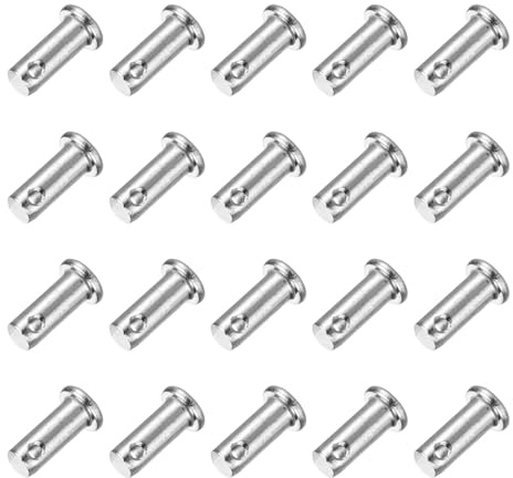QUARKZMAN 20 Stück Steckbolzen M8 x 20mm Einloch Splintbolzen, 304 Edelstahl Flachkopf Anhängersplintbolzen für Anhängerriegel, Mechanikerreparatur, Möbelinstallation, Industrieausrüstung