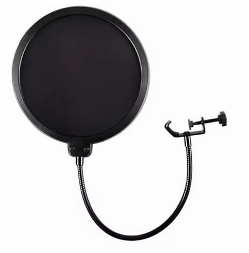 Professional Microphone Pop Filter Shield Compatible with Blue Yeti and Any Other Microphone, Dual Layered Wind Pop Screen With A Flexible 360 Degree Gooseneck Clip Stabilizing Arm