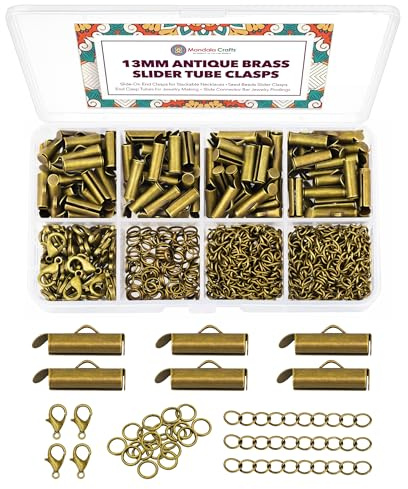 Mandala Crafts 13mm Antique Brass Jewelry Slider Clasps Connectors