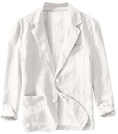 Veste en Lin pour Hommes Blazer Veste de Costume de Loisirs Deux Boutons Manteaux de Sport Légers Coupe Slim Blazer de Loisirs Veste de Costume pour Hommes Loisirs Sportifs Manteaux