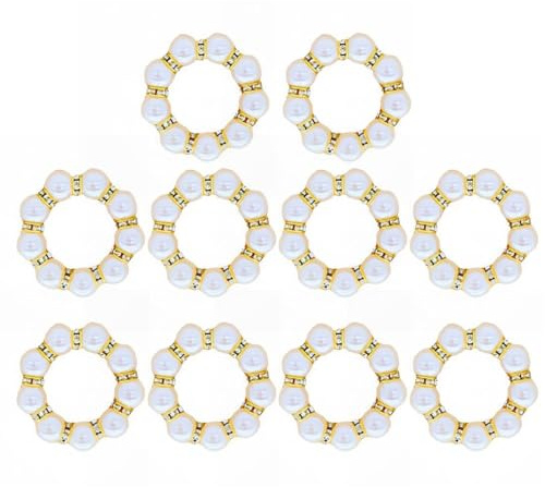 Serviettenringe, Perlen, Strasssteine, Dekoration für Hochzeiten, Feiern und formelle Esstische, 10 Stück