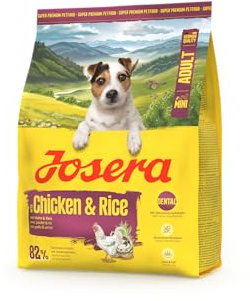 JOSERA Mini Huhn & Reis | 5X 900 g | Trockenfutter für kleine Hunde | Adult | Glutenfreies Premiumfutter für Hunde kleiner Rassen - mit kleinen Kroketten | viel Biotin für Haut & Fell | extraverträglich