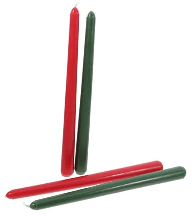 FONDOTIN 4pièces Bougies Coniques Rouges Et Vertes Anti-Goutte Non Parfumées pour Décorations De Noël Et Kwanzaa Longues Bougies De Fête sans Fumée
