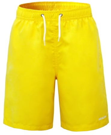 Hill & Sea Costume da Bagno per Ragazzi Pantaloncini da tavola ad Asciugatura Rapida Traspiranti e idrorepellenti Pantaloncini da Bagno con Fodera in Rete Tasche e Coulisse Regolabile Giallo 176