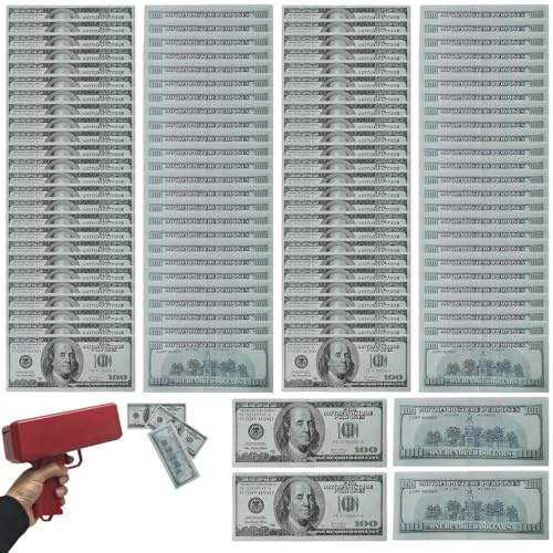 Falschgeld Pistole mit Dollar Billets - Dekoratives Kunstwerkzeug für & Party - Perfekt für Veranstaltungen, Hochzeiten & Private Feiern​