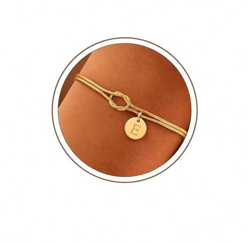 Turandoss Liebesknoten Armband Damen Gold Geschenke für Frauen | 14K Vergoldet, Knoten Armband mit Buchstaben, Freundschaftsarmbänder Partner, Personalisierte Geschenke für Frauen Mädchen