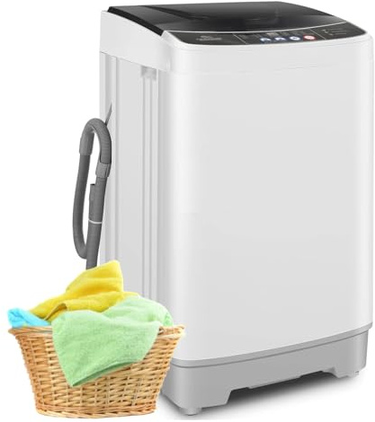 Nictemaw Portable Washing Machine, 2.1 Cu.ft Portable Washer 15.6Lbs Capacity Full Automatic Washing Machine with 10 Programs 8 Water Levels, Drain Pump, LED Display, for Apartment, Dorm, Home, RVs