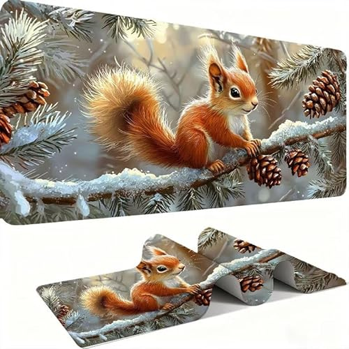 Tapis de Souris La Tour Écureuil XXL 1500x800x3 mm Grand Tapis Souris Bords Cousus Imperméable Antidérapant Grand Accessoire Bureau étendu pour PC, Ordinateur Améliore Précision et Vitesse j0xk-179