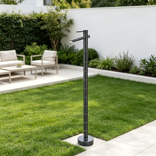 Fontana da Giardino in Stile Antico, Fontanella a Colonna con Rubinetto Acqua, per Esterno Casa Giardino(Black B)
