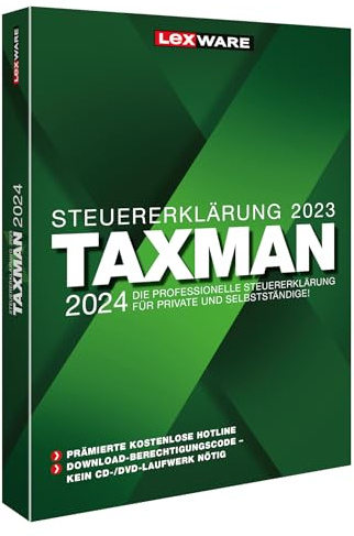 TAXMAN 2024 (für Steuerjahr 2023) | Minibox| Steuererklärungs-Software für Arbeitnehmer, Rentner u. Pensionäre, Familien, Studenten und im Ausland Beschäftigte