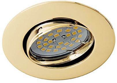 wonderlamp 1 Unidad Foco empotrable Basic techo Redondo, incluye Portalámparas GU10, Diámetro de 8,5 x 1,5 cm. Ojo de buey basculante 30°, Oro