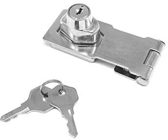 Sicherheitsüberfalle mit Schloss Vorhängeschloß abschließbar 77mm Überfalle Schloß Riegel Türriegel Türbeschlag Chrom Haspe Verschluss