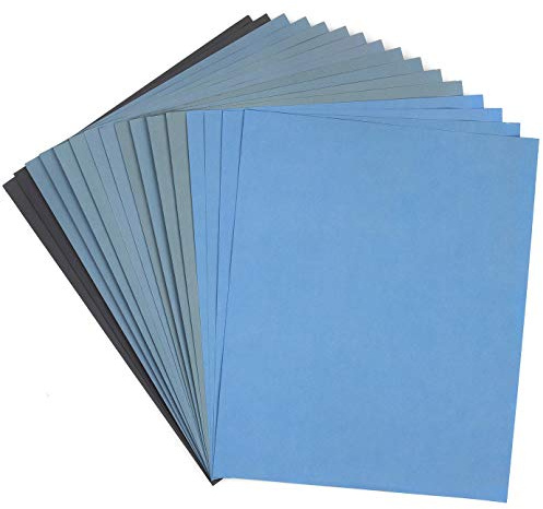 ADVcer Schleifpapier, 22,9 x 27,9 cm, 16 Blatt, nass/trocken, Körnung 2000–10000, 8 Sortiment, extra feine Schleifpads für Automobilschleifen, Holzbearbeitung, Metallmöbelpolieren und mehr