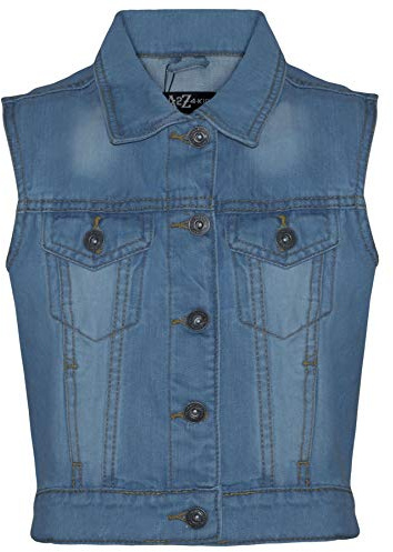 A2Z 4 Kids Girls Sleeveless Denim Jacket - Denim Jacket JK17 Light Blue 13