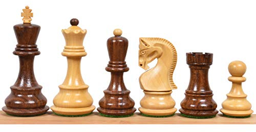 Royal Chess Mall - 9,9 cm russisches Zagreb-Schachfiguren-Set mit 150 cm großen Schachfiguren – goldenes Rosenholz und Buchsbaum