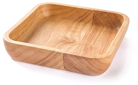 Anawakia Saladier en bois carré pour salade et fruits (21 x 21 x 4,5 cm)