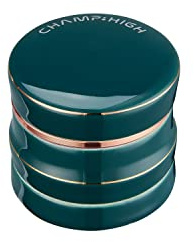 CHAMP HIGH - Grinder Porcelain - Moulin à Herbes et Épices - en Aluminium avec Tamis - Couvercle Magnétique - 4 pièces - Design Original - 63 mm