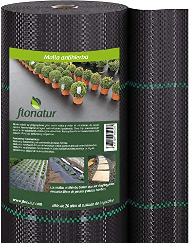Flonatur Malla Antihierba 75 Gramos | Geotextil contra Maleza y Malas Hierbas | Ideal para Huerto | Estable a Rayos UV y Permeable | Duradera y Fuerte | Nos Avalan Nuestros Clientes | Rollos de 2x25m