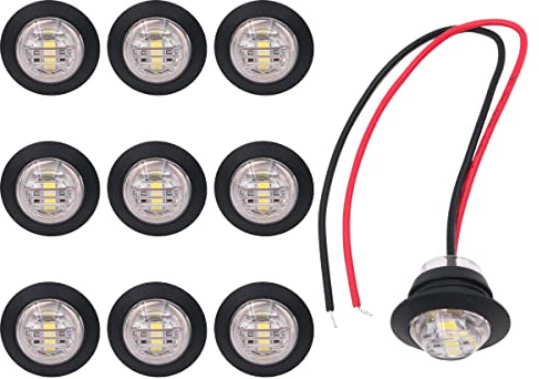 10 STÜCKE Lkw-Seitenleuchten LED-Rückseitenmarkierungsleuchten Signalleuchten 3/4 Zoll für Lkw Busse Wohnwagen Wohnwagen-Weiß