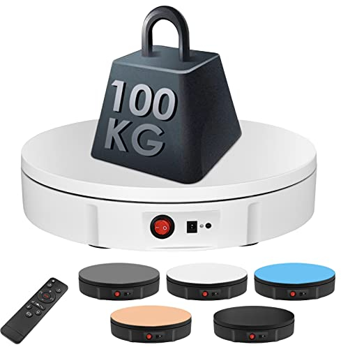 Base Girevole, Aomdom 360 Gradi Piatto Girevole Elettrico con 100KG 30CM Espositore Rotante con Telecomando Velocità Regolabile 5 Sfondo per Prodotti Visualizza Fotografia Video