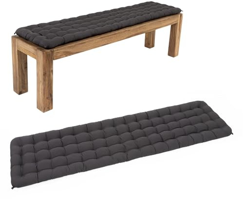 HAVE A SEAT Living - Bankauflage 140x40 cm - Bequeme Sitzauflage Bank, 5 cm Dick - Waschbar bis 95°C, Orthopädisch, Wetterfest - Made in Germany (140x40 cm, Grau/Anthrazit)
