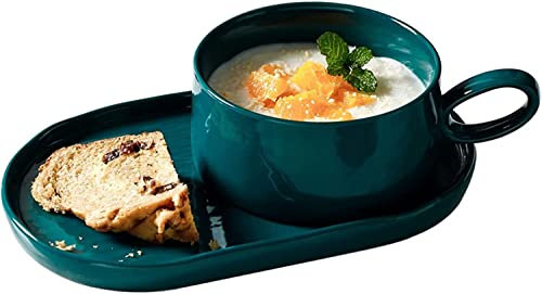 Ciotola for cereali, scodella for zuppa, scodella for tè, 14 Oz Ciotole for zuppa Tazza for zuppa con manici, Set di piatti da colazione in ceramica for colazione Sandwich Zuppa Caffè Cereali Ciotole-