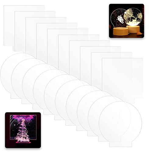 Acrylplatte Transparent Runde Quadrate Platten: 20 Stück 2 mm Acrylglas Platten, Transparente Acrylplatte Runde Quadrate Für LED Lichtbasis, DIY Display Projekte, Handwerk