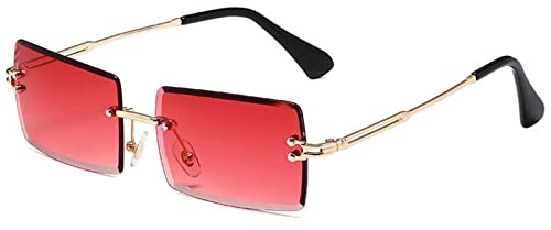 YUELUQU Retro Rahmenlose Sonnenbrille für Damen Herren Mode Retro Rechteck Brille Quadratische durchsichtige Sonnenbrille