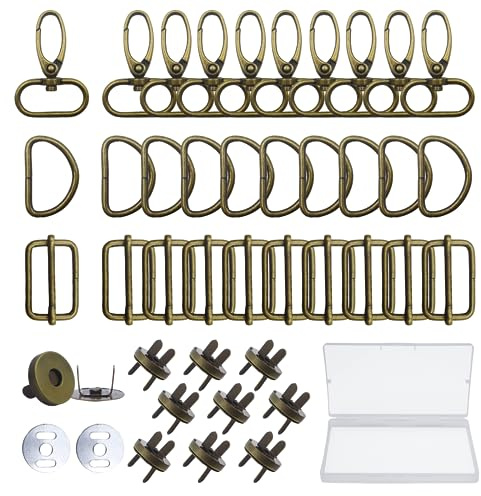 CATELL Hebillas Metalicas Giratorio Mosqueton Bolsos Hebilla Mochila Anillo en D Anillas para Bolsos Mosqueton para Manualidades DIY Proyectos de Costura Collares para Perros