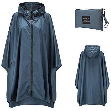 Unisex Leichter Wasserdichter Regenjacken Damen Herren Regenponcho Jacke Wiederverwendbar Atmungsaktiver Regenmantel mit Kapuze Faltbare Unterschlupf Plane Ideal für im Freien Camping Wandern Angeln