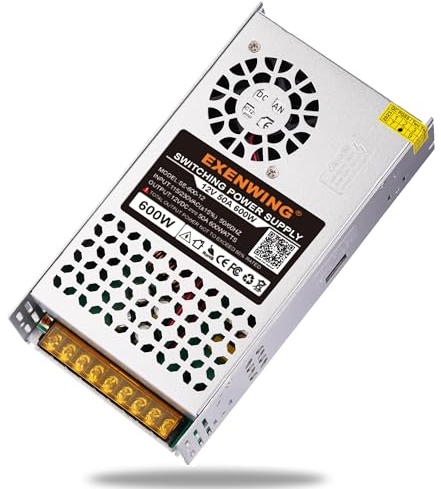 EXENWING Schaltnetzteil Trafo 12V 50A | 600Watt Netzteil Transformator Spannungswandler AC 220V/230V auf DC 12Volt Stromversorgung für LED-Streifen,3D Drucker,und Industrielle Ausstattungng
