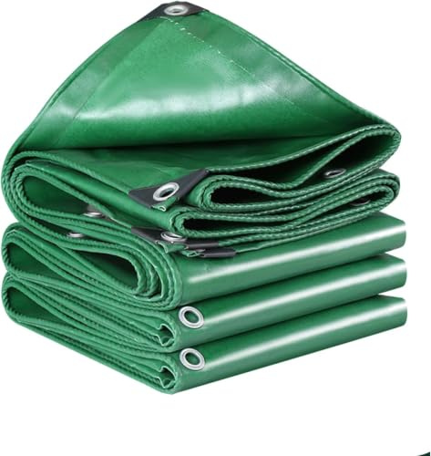 Jianyana Tela con occhielli rinforzati, 440 g/m², Verde e impermeabile, con 10 m di corda di ancoraggio（2×5m）