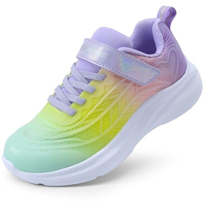 DREAM PAIRS Sneakers för barn, Grön Gul Lila, 33.5 EU