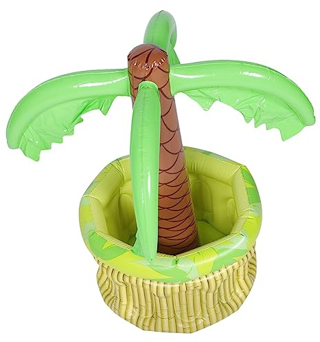 Happyyami Seau à Glace Gonflable Palmier pour Fête D’été, Déco Plage et Piscine, Capacité Grosse, PVC Résistant, Refroidisseur de Boissons Original, Accessoire Léger et Facile à Gonfler