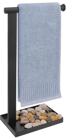 Siyzda Handtuchhalter Ständer für Badezimmer, L-förmiger stehender Handtuchhalter, Handtuchstange, Küche, Waschtisch, Arbeitsplatten-Organizer, SUS304 Edelstahl-Material (Metall, Mattschwarz)