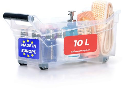 magubo Aufbewahrungsbox, Boxen Aufbewahrung 10l, Transparent, aus robustem Kunststoff, Plastikbox mit Rollen für einfache Handhabung, Aufbewahrung Ordnungssystem Aufbewahrungsboxen (10L, 1 Stück)