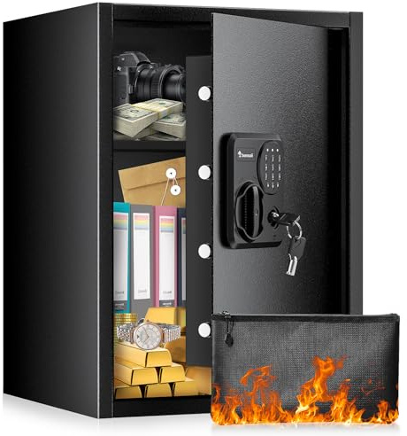 Bonsaii Large Safe Box with Fireproof Bag, 2.5 Cubic Feet for home security with Electronic Keypad and Removable Shelf, Document Safe for Home, Money, Cash, Jewelry, 15.7W x 15D x 21.7H