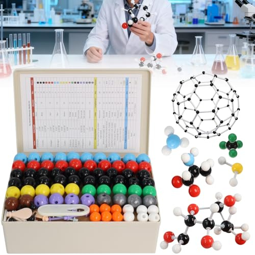 Modelli Molecolari Kit di Chimica Organica e Inorganica 444 Pezzi con Legami Atomici e Guida All'uso per Insegnanti e Scienziati Set di Atomi Scientifici per L'insegnamento Della Chimica