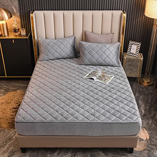 JIANINGHOME Flanell Spannbettlaken 120x200,Fleece Spannbettlaken Winter Samt Warm Kuschel Boxspringbett Frottee Bettlaken Biber Spannbetttuch